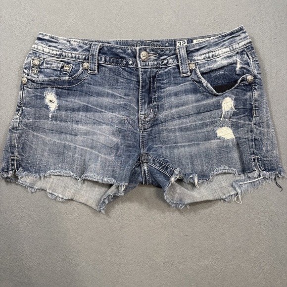 Miss Me Jeans Women's Shorts 32 Signature Short Embellished DISTRESSED Jean - Picture 4 of 7